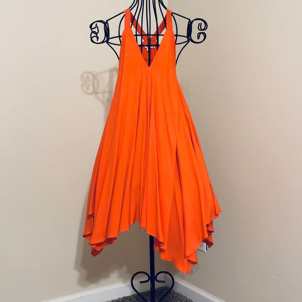 Jack Salmon/Orange Low V Handkerchief Dress